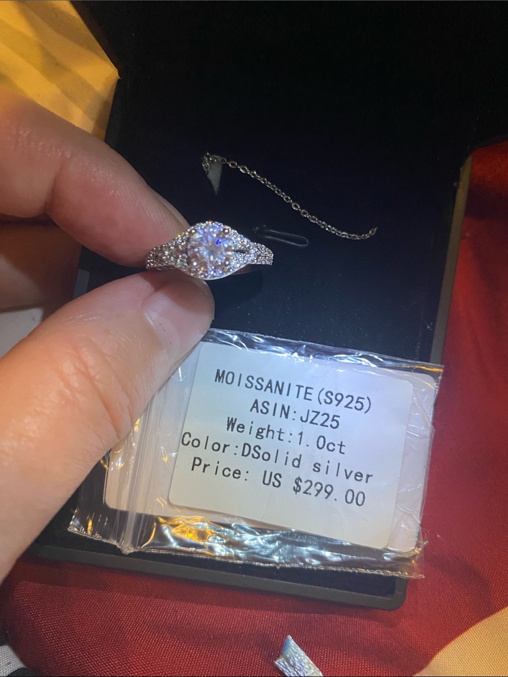 Moissanite Sterling Silver Halo Engagement Ring in Silver